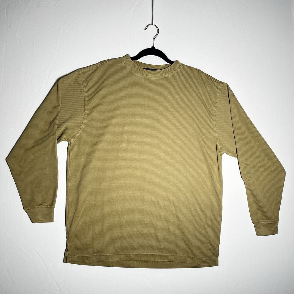 Bugatchi Uomo Shirt Mens M Wheat Long Sleeve Tee Shirt Soft Modal Rayon Green